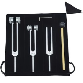 Resim Chakra Ayarlı Çubuklar, Alüminyum Alaşımlı Ayarlı Çubuklar 128Hz, 256Hz, 512Hz, Ayarlı Çubuk Aracı, Çıkarılmamış Gümüş Gri Ses Müzikçisi Seti Çekiç ile 