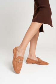 Resim Artgoo kadın taba süet günlük rahat yumuşak loafer babet ayakkabı 