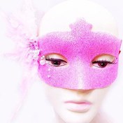 Resim NessiWorld Sim İşlemeli İnci Boncuk Detaylı Tüylü Balo Maskesi Pembe Renk 13x18 cm 
