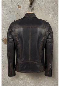 Resim Derije Modric Hakiki Deri Erkek Vintage Biker Motorcu Tarzı Mont 