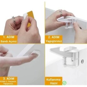 Resim No 35 Moda Bebek Çocuk Güvenliği Korumalı Yapışkan Çekmece ve Dolap Için Tutucu Gizli Güvenlik Kilidi 