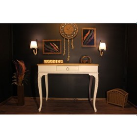 Resim Wooding 110 Cm Masif Naturel Krem Oymalı Çalışma Masası 