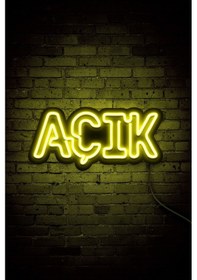 Resim Açık Yazısı Neon Led Dükkan - İşyeri - Kapı Yazısı Sarı Sarı 