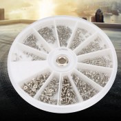 Resim Tenfowee Güneş Gözlüğü Tamiri İçin Paslanmaz Çelik Kutu Seti - 600 Adet Çapraz Uç Düz Baş Vida 12 Farklı Boyut 