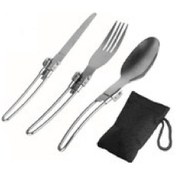 Resim Mufunye 3 Parça Katlanabilir Bıçak Kaşık Seti, Katlanabilir Ve Saklama Çantası İle - Paslanmaz Çelik Çok Renkli 