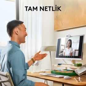 Resim Logitech BRIO 100 Full HD 1080p Gizlilik Kapaklı Mikrofonlu Web Kamerası - Beyaz 