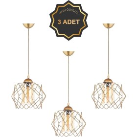 Resim 3 Adet Trend Bal Mika Camlı Golden Salon Mutfak Banyo Yatak Odası Çocuk Odası Antre Sarkıt Avize 