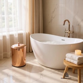 Resim Bakır Çöp Kovası, Banyo ve Mutfak Için Şık Vintage Tasarım 