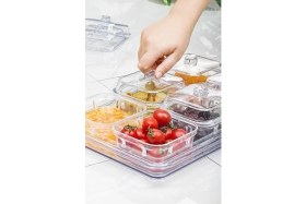 Resim Lidyahan Store Akrilik Şeffaf 6’lı Kapaklı Kahvaltılık Kahvaltı Seti &amp; Saklama Kabı (Cam DEĞILDIR)-1825 