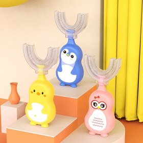 Resim 1 adet Manuel Tam Ağız Diş Fırçası, Gıda Sınıfı Yumuşak Silikon Fırça Başlığı ile, U Şekilli 360° Ağız Diş Temizleme Tasarımı Diş Fırçası 