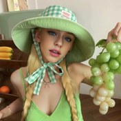 Resim Kadınlar için Karo Bağcıklı Sepet Şapkası - Çift Taraflı Giyim, Geniş Çizgi, Hafif ve Paketlenebilir - Bahar/Yaz Açık Etkinlikleri için Mükemmel, Şapka|Moda Sepet Şapkası|Textür 