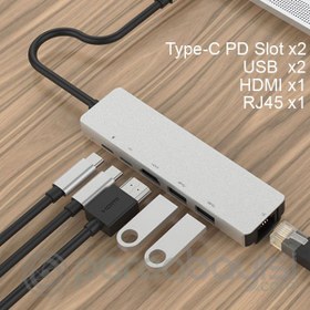 Resim Ally Usb (Type-C to 6in1 Hdtv 2XUSB+PD) RJ45 Hub Adaptör Çoklayıcı 