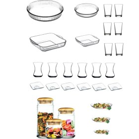 Resim Beyaz 28 Parça Mutfak Seti, Kavanoz ve Bardak Takımı 