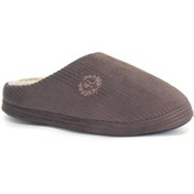 Resim soElite Kadife Önü Kapalı Nakışlı Yumuşak Tabanlı İçi Kürklü Erkek Ev Misafir Terliği Çeyiz Bohça 