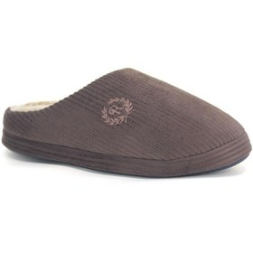 Resim soElite Kadife Önü Kapalı Nakışlı Yumuşak Tabanlı İçi Kürklü Erkek Ev Misafir Terliği Çeyiz Bohça 