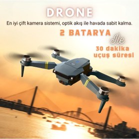 Resim Piha E58 DRONE Yeni Fırçasız Motor 2 Batarya İle 30 DK Uçuş Süresi Hd 720p Çift Kameralı Taşıma Çantalı 