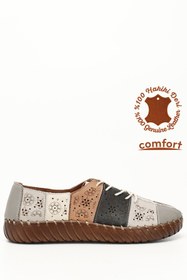 Resim Gönderi(r) Kadın Vizon Bağcıklı Hakiki Deri Comfort Ayakkabı 
