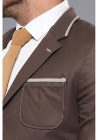 Resim Çift Düğmeli Cepli Erkek Kahverengi Ceket- Wessi Kahverengi 