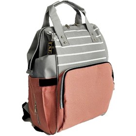 Resim U.S.F Lüx Fonksiyonel Anne Bebek Bakım Sırt Çantası Gri - Pembe 
