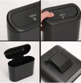 Resim Genel Markalar Oto Aksesuar Araba Çöp Kutusu Siyah Portatif Araç İçi Taşınabilir Kapaklı Organizer Çöp Kovası 