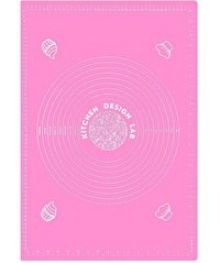 Resim Kitchen Design Lab Pembe Silikon Ölçülü Çok Amaçlı Hamur Açma Matı 45 CM X 65 CM Ve Çelik Un Eleği 