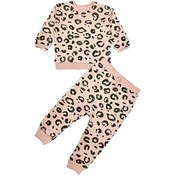 Resim Pink Hippo Kids Leopar Desenli Kız Bebek Alt Üst Takım 