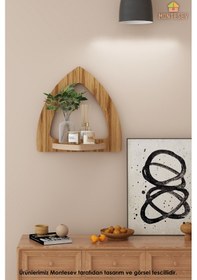 Resim Ahşap Dekoratif Duvar Rafı 2 Li / 3 Lü Set Mtsv - 641 Kahverengi 