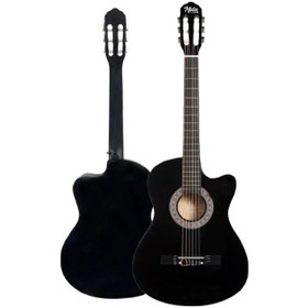 Resim Midex CG-395BK Siyah Klasik Gitar 4/4 Sap Ayarlı Kesik Kasa Full Set Çanta Askı Tuner Metod Pena 