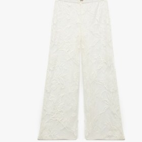 Resim Koton Transparan Floral Dokulu Geniş Paça Dantel Pareo Pantolon Ekru 5sak60011mk Ekru 