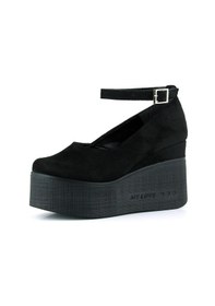 Resim Erkan Saçmacı Tushar Siyah Süet Yuvarlak Burun Bantlı Gizli Dolgu Topuklu Günlük Ayakkabı Siyah 