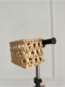 Resim AFRALYAHOME Hasır Bambu Rattan Scooter Sepeti Bisiklet Sepeti - Kitaplık Sepeti 