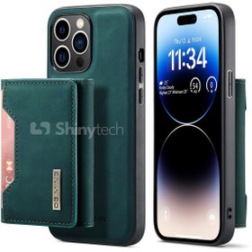 Resim ShinyTECH Apple Iphone 12 Pro Max Uyumlu Ayrilabilen Cüzdanlı Deri Telefon Kılıfı Yeşil 