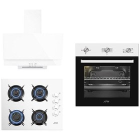 Resim Afm Tech White Zirkon FM7301W-FM2201W-FM3301W 3'lü Cam Ankastre Set 