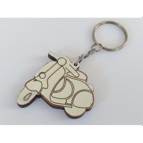 Resim Ahşap Anahtarlık Vespa Motorsiklet Klasik Model Maskot Anahtarlık 