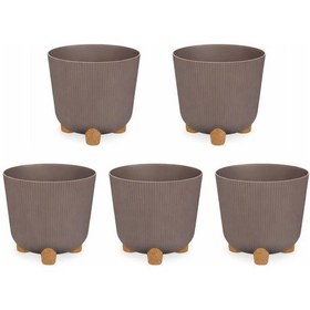 Resim Elf-453 Derin Nostalji Ayaklı Saksı Takımı 16 Lt Vizon 5 Adet 