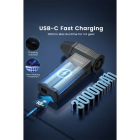 Resim Işıklı Mini Turbo Jet Fan 130000RPM Kablosuz Toz ve Hava Üfleyici – Pc Klavye, Araba Temizleme Aracı 