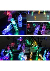 Resim Greyder Gd972 Şerit Pilli Aydınlatma 2 Metre 10 Adet Rgb Mandal Led Çok Renkli 