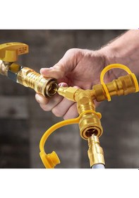 Resim Lemestar 3/8 İnç Bakır Gaz Y Bölücü, Barbekü, Jeneratör, Bahçe Isıtıcı Ve Pitsa Fırını İçin Hızlı Bağlantı Adaptörü, Kaçaklıksız Ve Güvenli Kullanım 