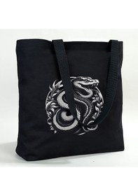 Resim Tattoo Plaj Çantası Kanvas 48x41x10 Cm Siyah Beyaz 