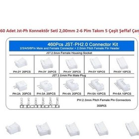 Resim 460 Adet Jst-ph Konnektör Seti 2,00mm 2-6 Pim Takım 5 Çeşit Şeffaf Çantada 