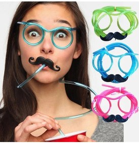 Resim Pipetli Parti Gözlüğü - Çocuk Ve Yetişkin Bıyıklı Pipet Gözlük Yeşil Renk 18x14 Cm 