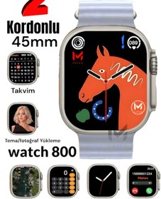Resim MATEO Akıllı Saat Watch 8 Ultra 45mm 1.99 Inç Türkçe Tüm Telefonlara Uyumlu Bluetooth Arama Gri Smartwatch 
