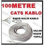 Resim Ncpline 100 Metre Internet Kablosu Kalin Bakir Cat6 Modem Ağ Kablosu 