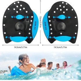 Resim Pengfushop5 Mavi Stil Yetişkin Çocuklar Profesyonel Yüzme Kürekler Kuşaklar Düzeltme El Yüzgeçleri Palet Palm Parmak Perdeli Eldiven Kürek Su Sporları (Yurt Dışından) 