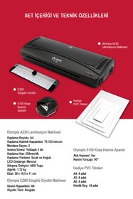 Resim Olympia A230s 4in1set Laminasyon Makinesi ( A4 ) Ve Hediye 40 Adet PVC Filmi 