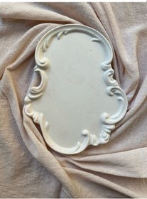 Resim El Yapımı Taş Tozu Nişanlık Sunumluk Mumluk Tepsi Şık Ve Zarif Dekoratif Tepsi Renkli 