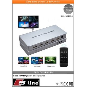 Resim HDMI 4x1 Quad Multi-Viewer 1 HDMI Giriş Ekranı 4 Bölen 4 Girişli HDMI Bölücü S-Line FHD13 