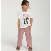 Resim Kız Bebek Kargo Cepli İnce Pantolon Pembe 