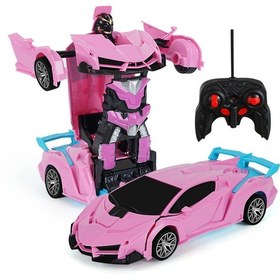 Resim Luxixc Dönüşen Oyuncak Robot Uzaktan Kumandalı Araba-pembe Rambo 