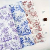 Resim 50 Yaprak Vintage Baskı Peçete Kağıdı - Fransız Toile Tasarımı 18. Yüzyıl Giyimli Şık Kadınlar, Hafif Mavi ve Mor Çiçek Desenleri, Hediye Sarma, Düğünler ve Özel Etkinlikler için Mükemmel, Hediye Sarma Kağıdı | Şık Hediye Sarma | Dekoratif Peçete Kağıdı, Hediye Sarma Malzemeleri 